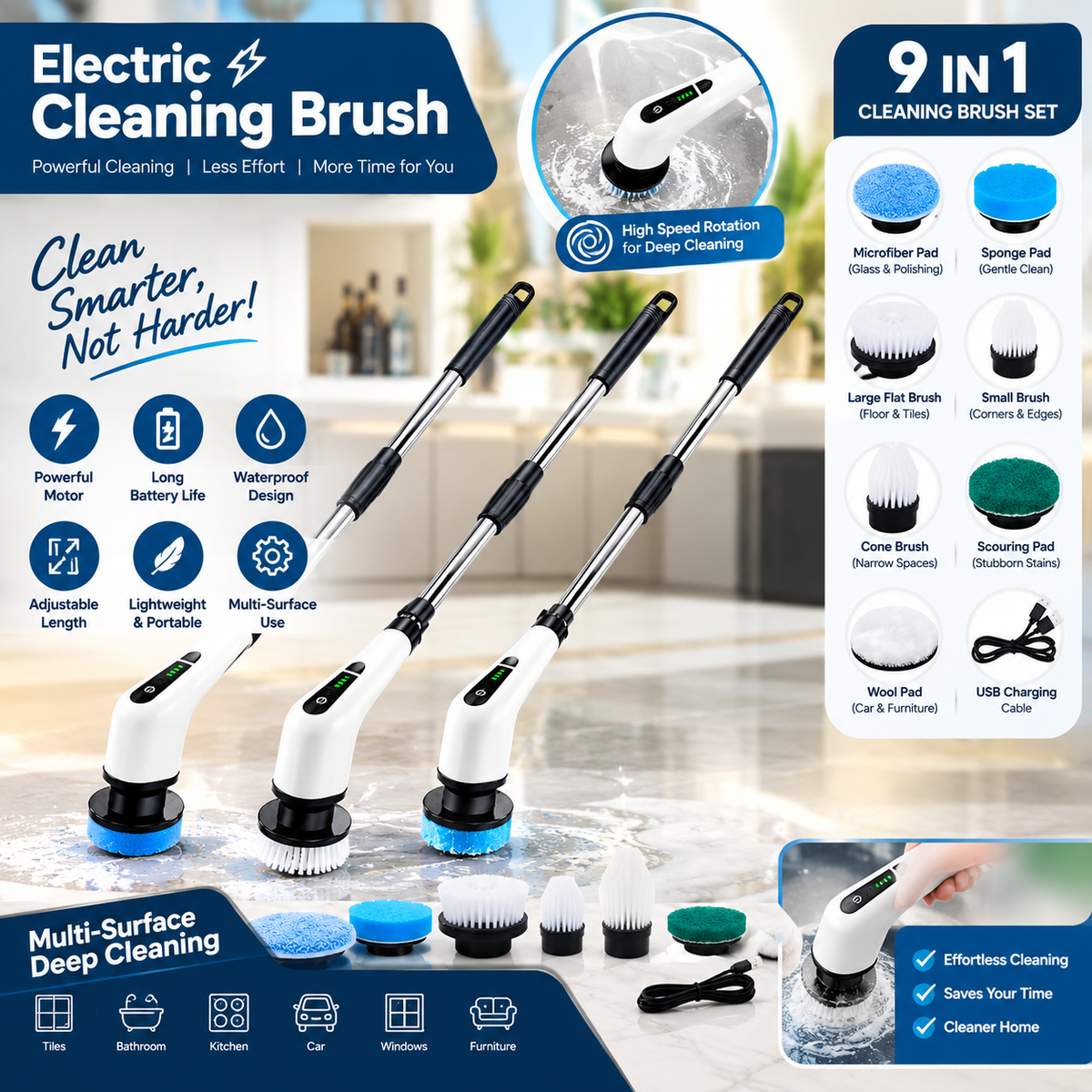 Electric Cleaning Brush 9-IN-1